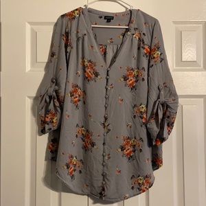 Gray floral Torrid blouse